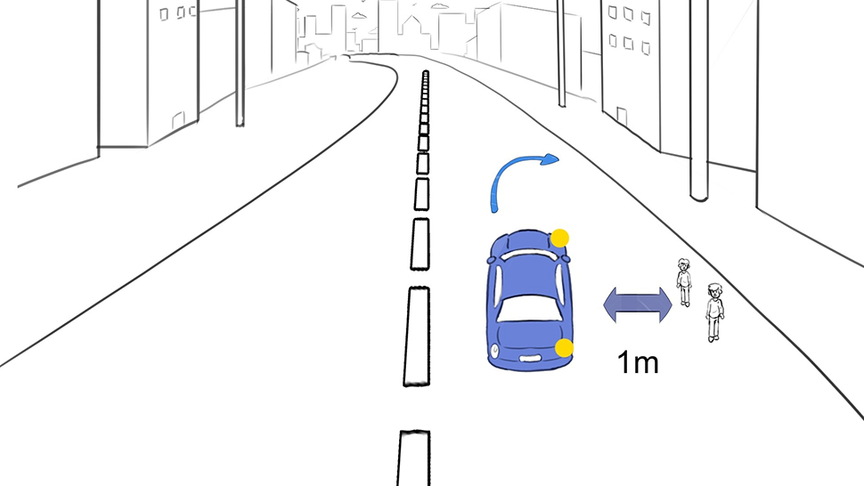 distance latérale piétons agglomération